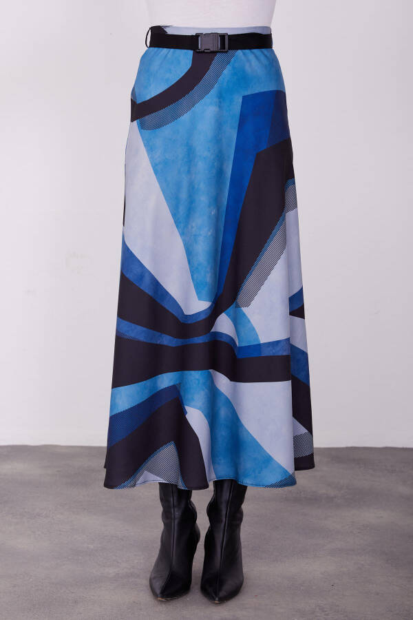 Armine Naqshli Yengil Klosh Yubka 23K1419 Indigo - 12