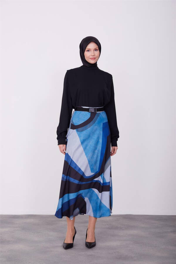 Armine Naqshli Yengil Klosh Yubka 23K1419 Indigo - 2