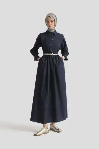 Armine Omuz Allerli Pamuk Elbise 25Y9002 Lacivert - Armine (1)