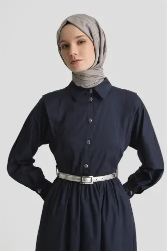 Armine Omuz Allerli Pamuk Elbise 25Y9002 Lacivert - 3