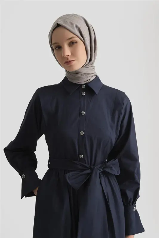 Armine Omuz Allerli Pamuk Elbise 25Y9002 Lacivert - 4