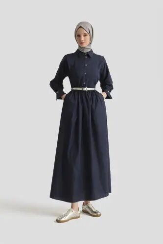 Armine Omuz Allerli Pamuk Elbise 25Y9002 Lacivert - Armine (1)