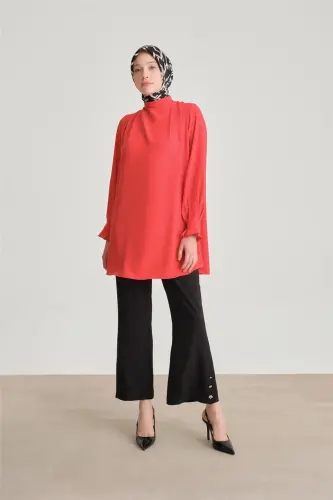 Armine Paçası Düğmeli Flare Pantolon 24Y2611 Siyah - 3