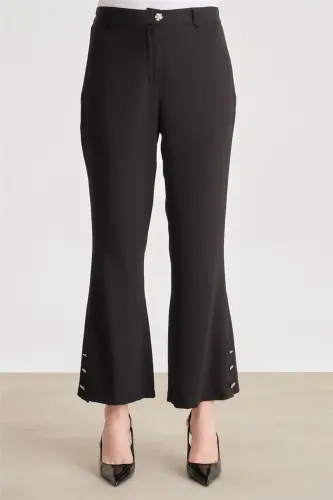 Armine Paçası Düğmeli Flare Pantolon 24Y2611 Siyah - 5