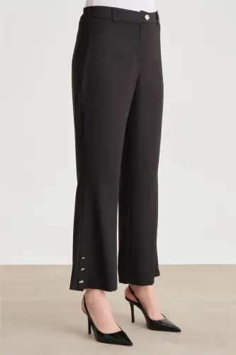 Armine Paçası Düğmeli Flare Pantolon 24Y2611 Siyah - 6