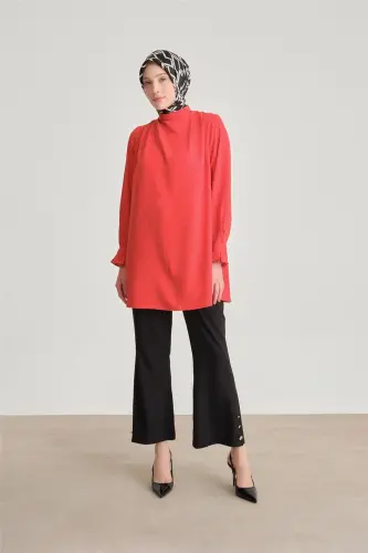 Armine Paçası Düğmeli Flare Pantolon 24Y2611 Siyah - ARMINE (1)