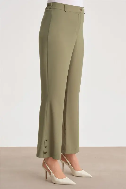 Armine Paçası Düğmeli Flare Pantolon 24Y2611 Yeşil - 3