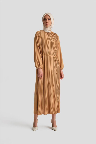 Armine pleated dress, Camel color with code 24Yd9435. - 6