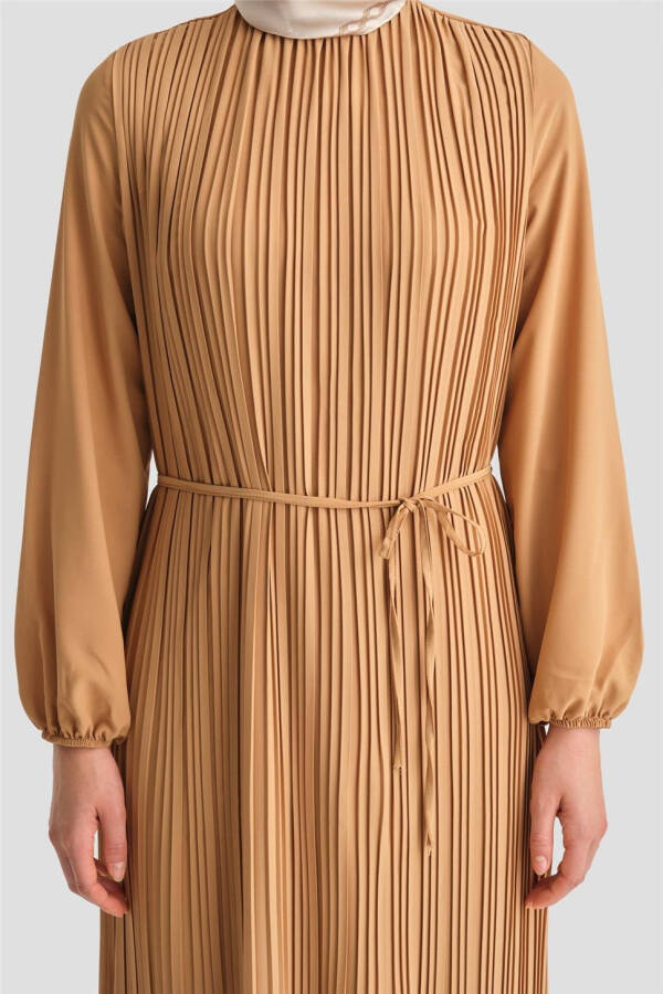 Armine pleated dress, Camel color with code 24Yd9435. - 9