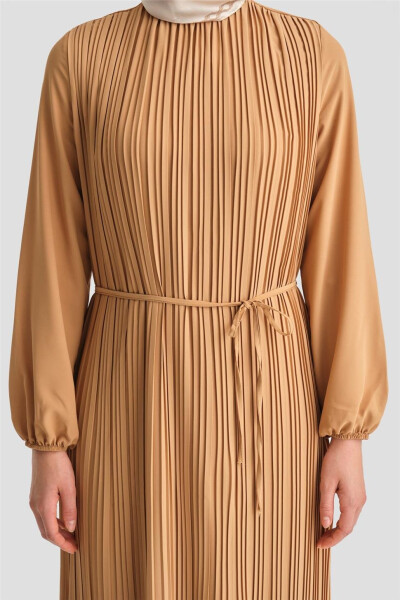 Armine pleated dress, Camel color with code 24Yd9435. - 4