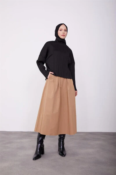 Armine Pleated Knit Blouse 23K3216 Black - ARMINE