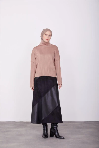 Armine Pleated Knit Blouse (23K3216) Latte - ARMINE (1)