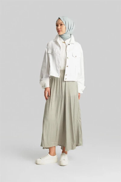 Armine Pleated Skirt with Wrinkled Look 24Yd5601 Khaki - 6