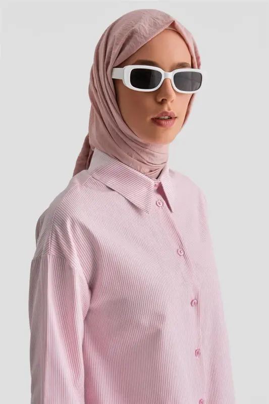 Armine Plise Etekli Çizgili Takım 24K6851 Pembe - 4