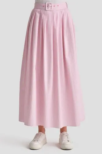 Armine Plise Etekli Çizgili Takım 24K6851 Pembe - 6