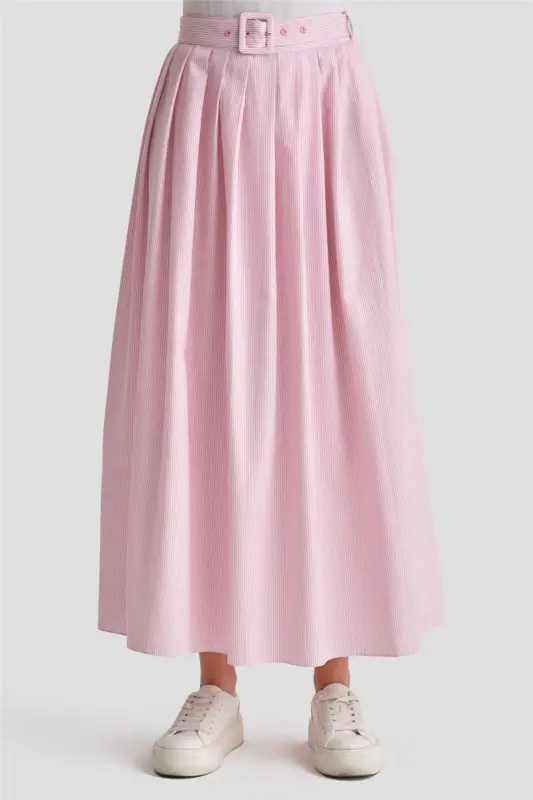 Armine Plise Etekli Çizgili Takım 24K6851 Pembe - 6