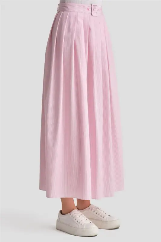 Armine Plise Etekli Çizgili Takım 24K6851 Pembe - 7