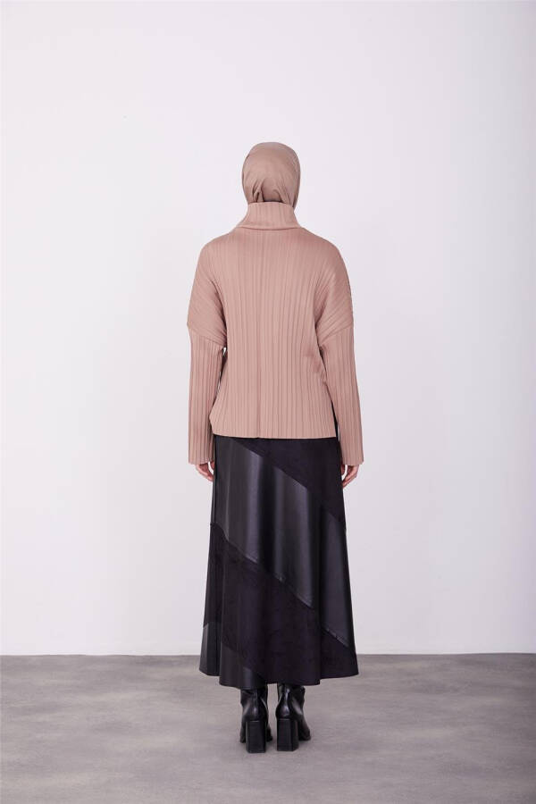 Armine Pliseli Örme Bluz 23K3216 Latte - 8