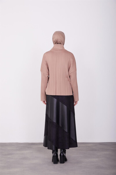 Armine Pliseli Örme Bluz 23K3216 Latte - 4