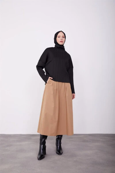 Armine Pliseli Triko Ko'ylak 23K3216 Qora - ARMINE (1)