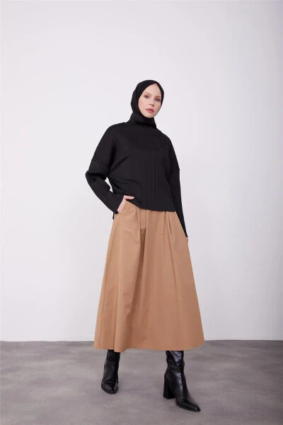 Armine Pliseli Triko Ko'ylak 23K3216 Qora - 3