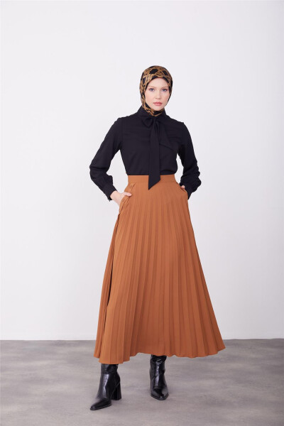 Armine Pocket and Pleated Skirt 23K1509 Almond - 1