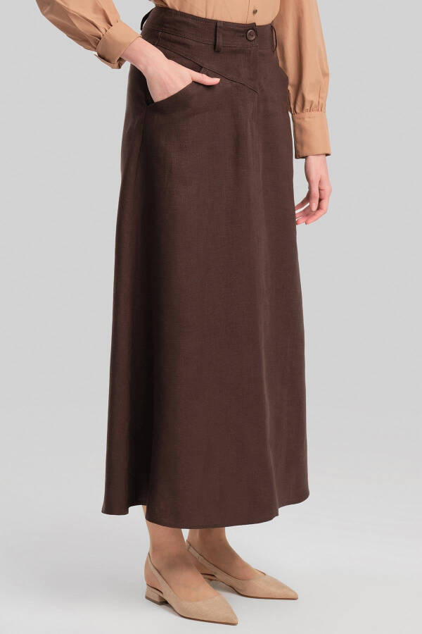 Armine Pocket Detail Linen Skirt 24Y1634 Bitter Coffee - 13