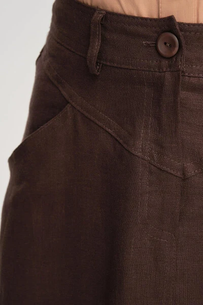 Armine Pocket Detail Linen Skirt 24Y1634 Bitter Coffee - 6