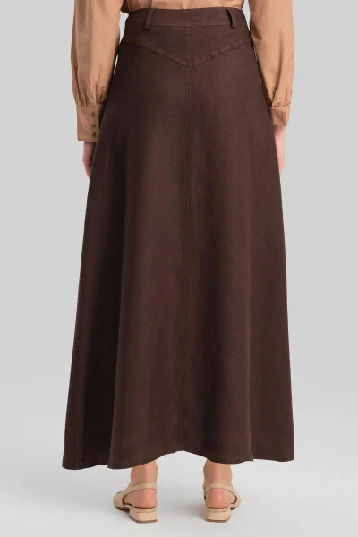 Armine Pocket Detail Linen Skirt 24Y1634 Bitter Coffee - 7