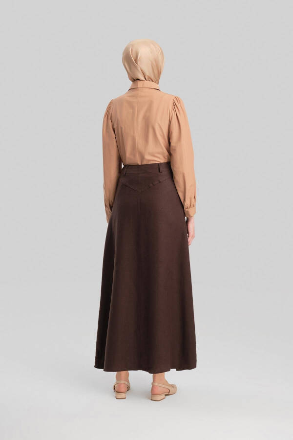 Armine Pocket Detail Linen Skirt 24Y1634 Bitter Coffee - 8