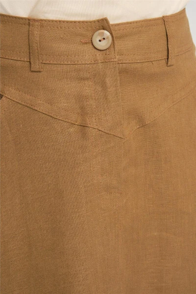 Armine Pocket Detailed Linen Skirt 24Y1634 Camel - 5