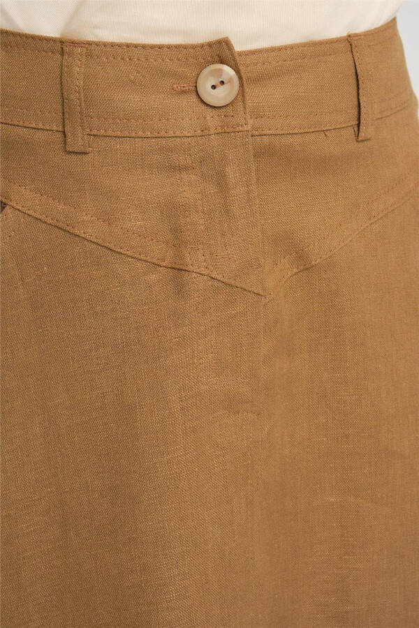 Armine Pocket Detailed Linen Skirt 24Y1634 Camel - 5