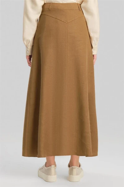 Armine Pocket Detailed Linen Skirt 24Y1634 Camel - 6
