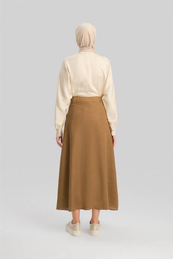 Armine Pocket Detailed Linen Skirt 24Y1634 Camel - 7
