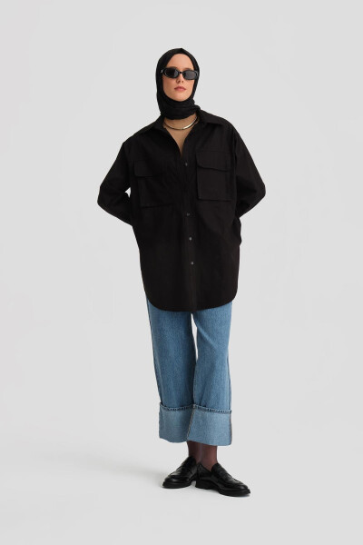 Armine Pocket Gabardine Shirt Jacket 24K3603 Black - 12