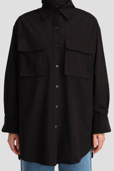 Armine Pocket Gabardine Shirt Jacket 24K3603 Black - 13