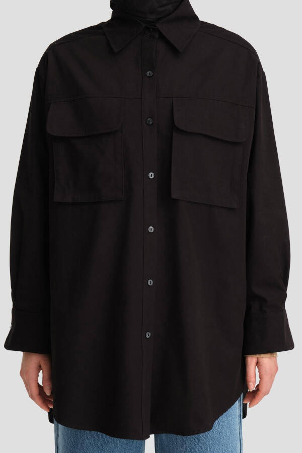 Armine Pocket Gabardine Shirt Jacket 24K3603 Black - 13