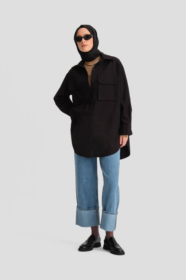 Armine Pocket Gabardine Shirt Jacket 24K3603 Black - 1