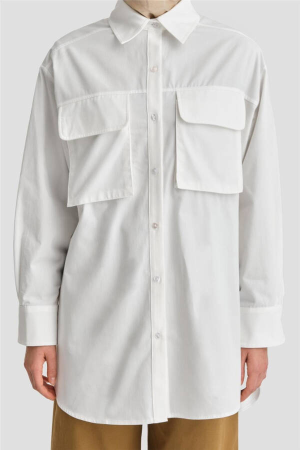 Armine Pocket Gabardine Shirt Jacket 24K3603 Ecru - 5