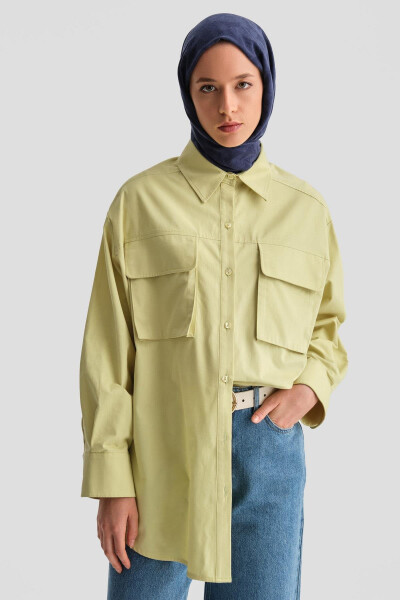 Armine Pocketed Gabardine Shirt Jacket 24K3603 Green - 9