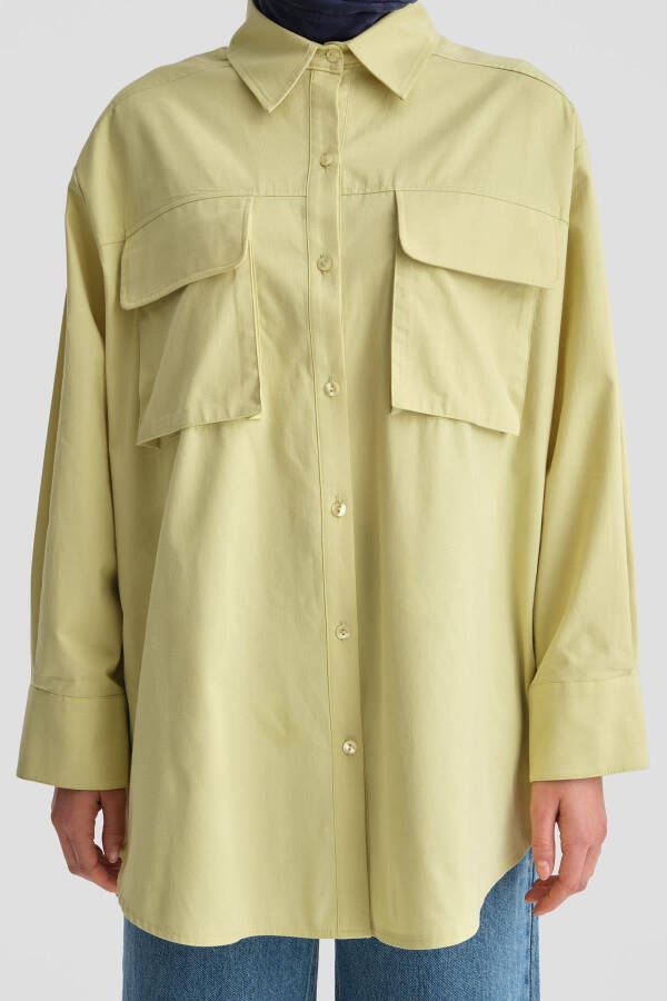 Armine Pocketed Gabardine Shirt Jacket 24K3603 Green - 10