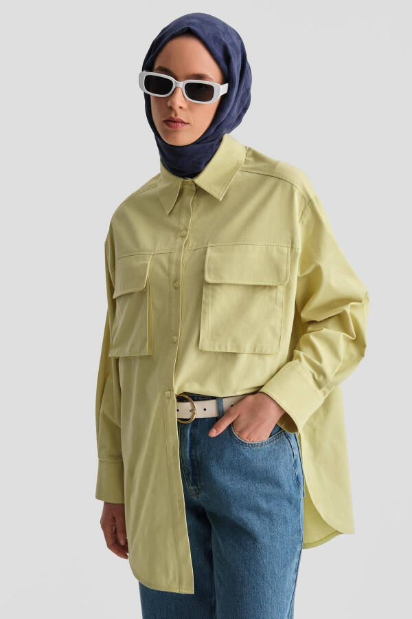 Armine Pocketed Gabardine Shirt Jacket 24K3603 Green - 11