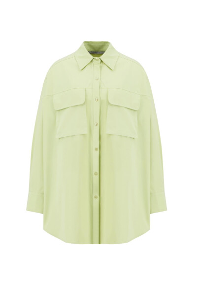 Armine Pocketed Gabardine Shirt Jacket 24K3603 Green - 13