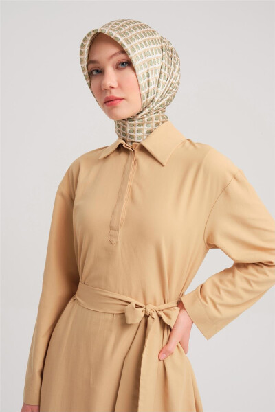 Armine Polo Neck Basic Cotton Dress 24Y9822 Camel - 4