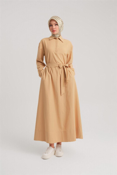 Armine Polo Yoqasi Oddiy Paxta Ko'ylak 24Y9822 Camel - 7