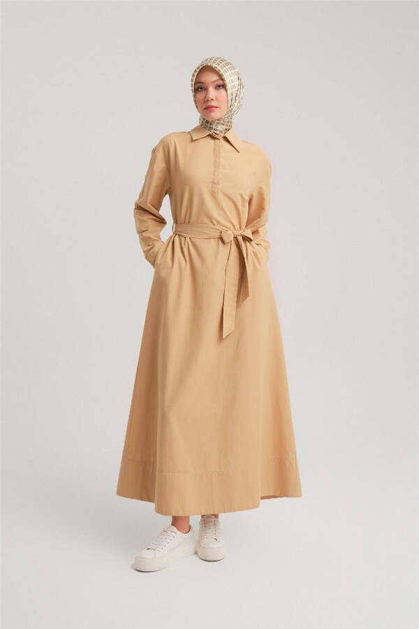 Armine Polo Yoqasi Oddiy Paxta Ko'ylak 24Y9822 Camel - 8