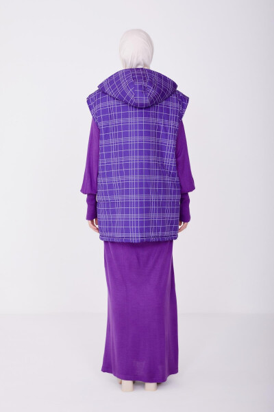 Armine Printed and Quilted Vest 22K4001 Purple - 5