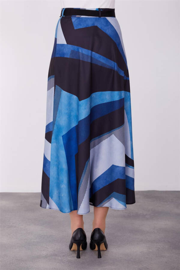 Armine Printed Lightweight A-Line Skirt 23K1419 Indigo - 8