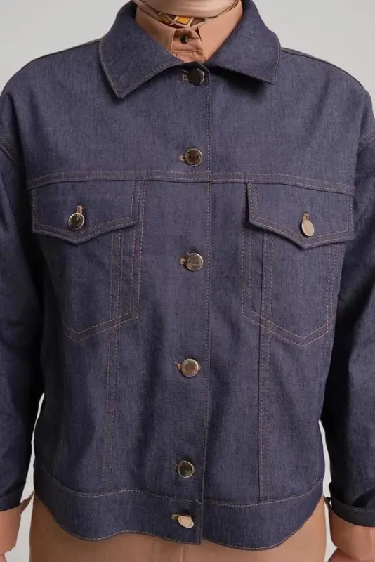 Armine Qisqa Denim Ko'ylagi 24Y5405 Ko'k - 5