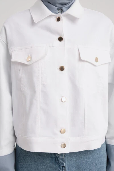 Armine Qisqa Denim Ko'ylagi 24Y5405 Oq - 5